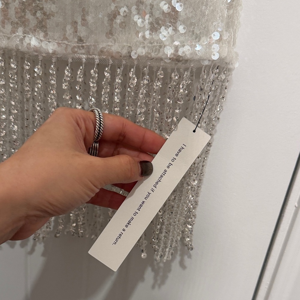 Reformation Ivory Sequin Fringe Midi Dress - Picture 8 of 15